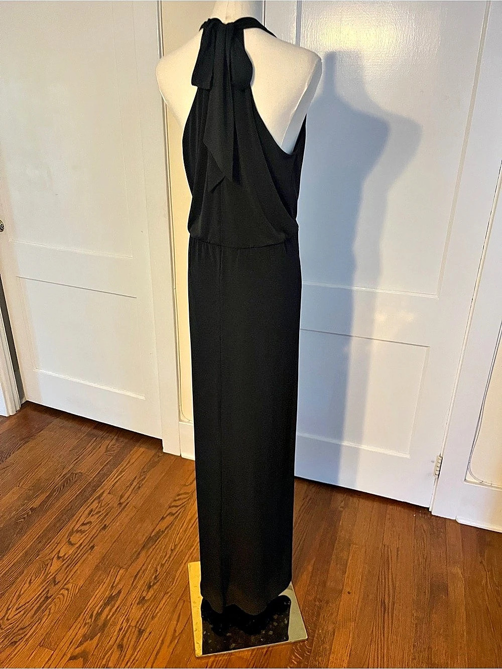 H Halston Black Halter Maxi Dress — The Art of Making an Entrance